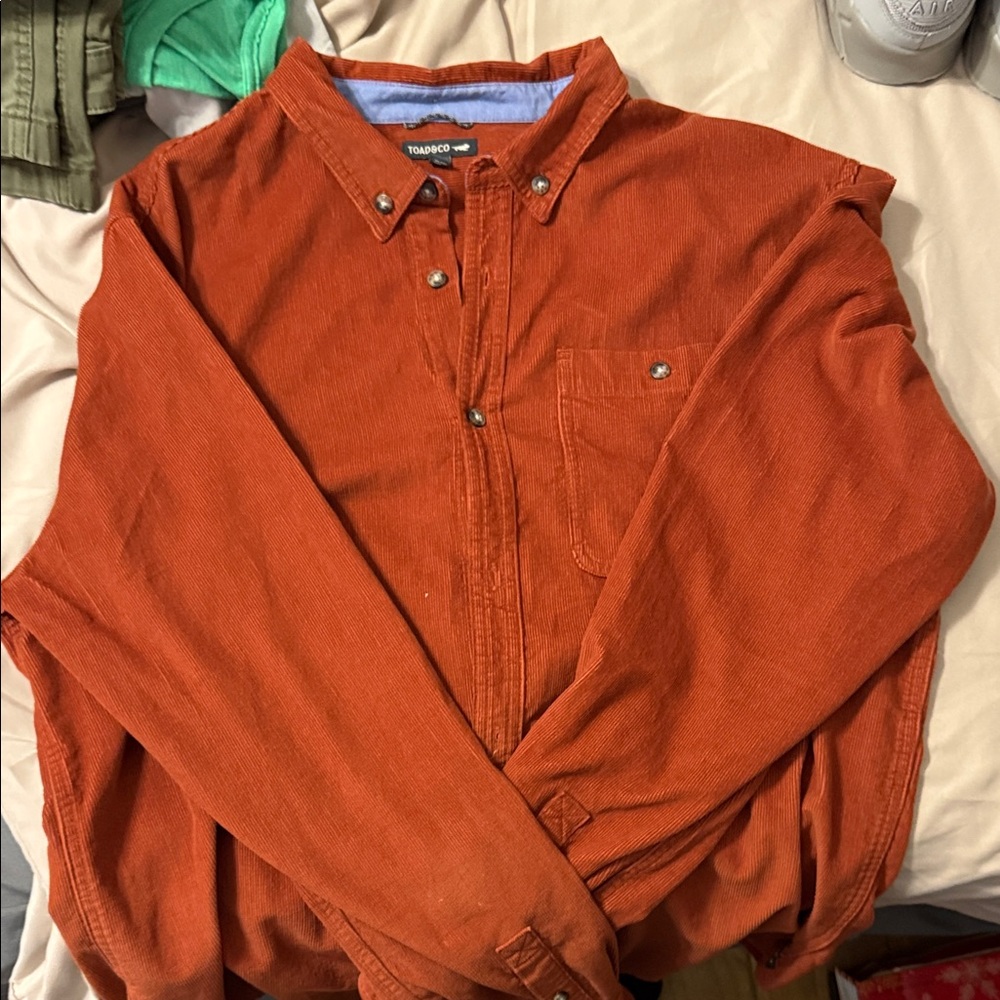 Toad&Co Rust Corduroy Shirt